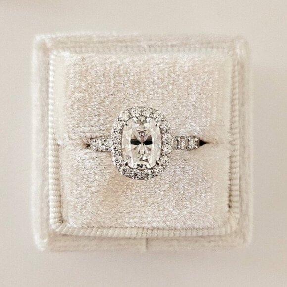 Jewelry - 2 CT Elongated Cushion Cut Moissanite Ring - Sterling Silver Gold-Plated